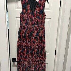 Adelyn Rae Nuella Floral Print Plissé Midi Dress Size Medium